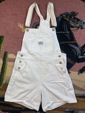 LEVI's OVERALL DENIM SHORTS WHITE XS